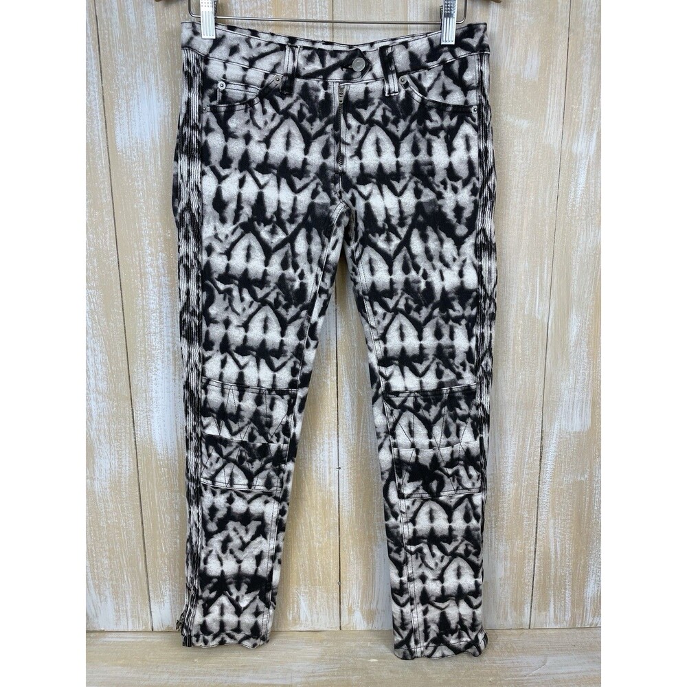 Isabel Marant Pour x H&M White Tie Dye Motorcycle Jeans Women's Size US 6 EU 38